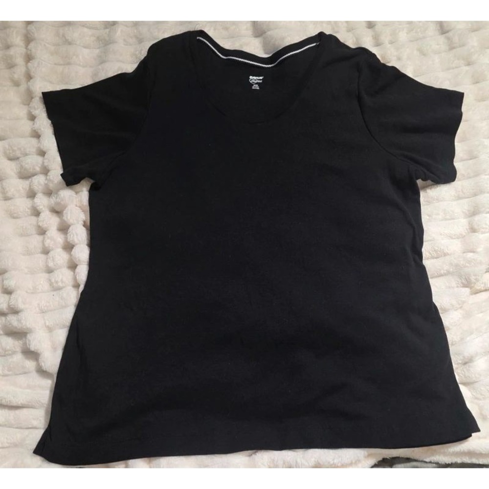 Avenue Your Tee Womens Plus Size 22/24 Black Cotton Short Sleeve Scoop Neck Top